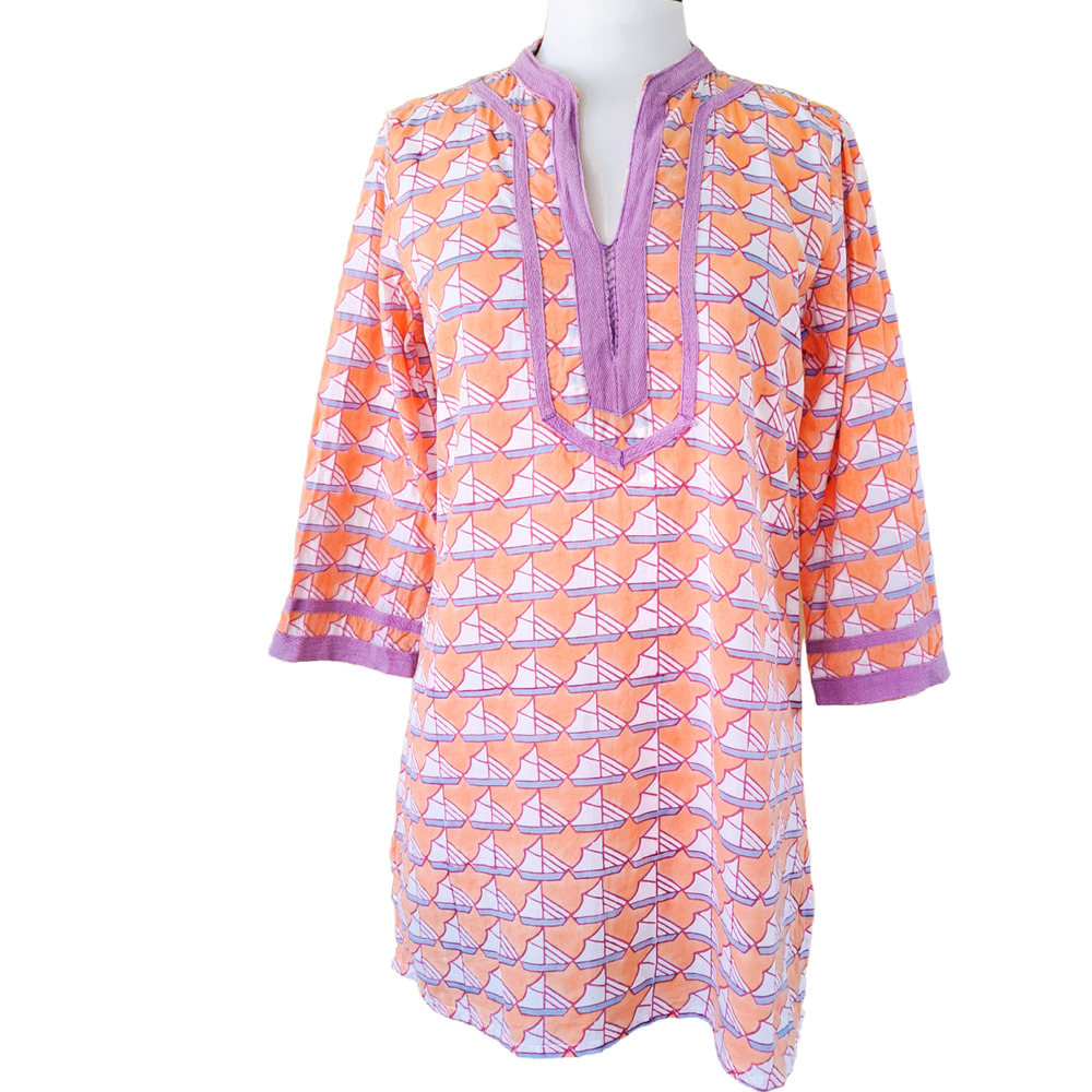Roberta Roller Rabbit Peach and Lavender Printed Tunic